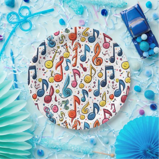 ミュージカルノートかわいいアートデザイン ペーパープレート (パーティー)