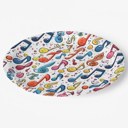 ミュージカルノートかわいいアートデザイン ペーパープレート (アングル)