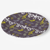 ミュージカルノートと鳥 ペーパープレート (アングル)