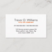 ミュージカルノートのパターン(白黒) 名刺 (裏面)