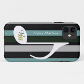 ミュージカルノートの個人用ストライプ設定 Case-Mate iPhoneケース (裏面(横))