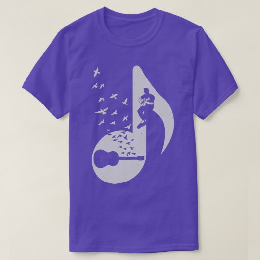 ミュージカルノートアコースティックギター Tシャツ (デザイン正面)