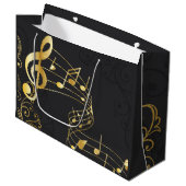 ミュージカルノートエレガントラグジュアリーデザイン ラージペーパーバッグ (正面アングル)