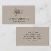 ミュージカルノートクラフト紙ミニマル先生音楽 名刺 (正面/裏面)