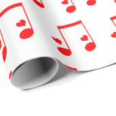 ミュージカルノートシンプル赤いハート ラッピングペーパー (ロールコーナー)