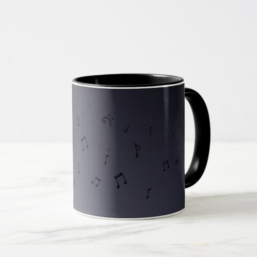 ミュージカルノートチャコールグレー マグカップ (正面右)