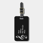 ミュージカルノートパーソナライズされたラゲッジタグ – 黒 ラゲッジタグ (正面縦)