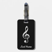 ミュージカルノートパーソナライズされたラゲッジタグ – 黒 ラゲッジタグ (裏面縦)