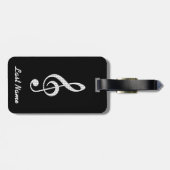 ミュージカルノートパーソナライズされたラゲッジタグ – 黒 ラゲッジタグ (裏面横)