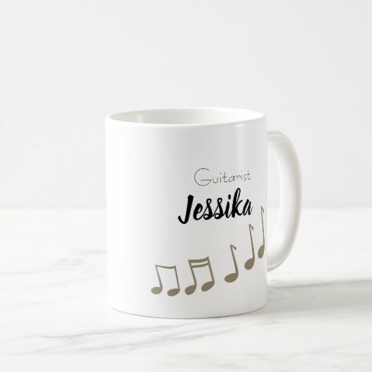 ミュージカルノートミュージシャンシンガーギタリストドラマー コーヒーマグカップ (正面右)