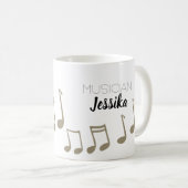 ミュージカルノートミュージシャン歌手 コーヒーマグカップ (正面右)
