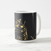 ミュージカルノートラグジュアリー金ゴールドグレイデザイン コーヒーマグカップ (正面右)