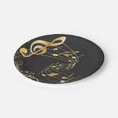 ミュージカルノートラグジュアリー金ゴールドグレー ペーパープレート (アングル)