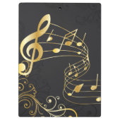 ミュージカルノートラグジュアリー金ゴールドデザイン クリップボード (裏面)