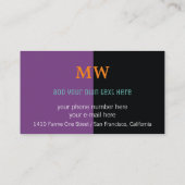 ミュージカルノート上の黒と紫モダン 名刺 (裏面)