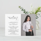 ミュージカルノート白黒写真卒業 招待状 (スタンド正面)