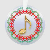ミュージカルノート金ゴールド赤い緑のリース オーナメント (正面)