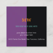 ミュージカルノート～ブラック&パープルモダン スクエア名刺 (裏面)