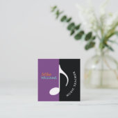 ミュージカルノート～ブラック&パープルモダン スクエア名刺 (スタンド正面)