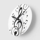 ****ミュージカルノート***時計 ラウンド壁時計 (傾斜)