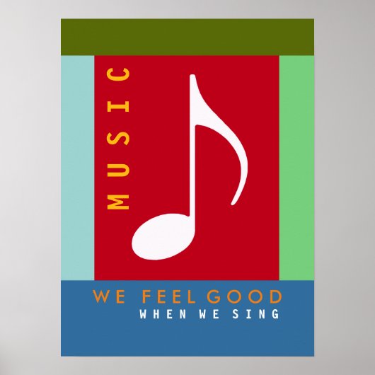 ミュージカルノート，歌を歌う，カラフル音楽インスパイア ポスター (正面)