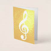 ミュージカルノート/金ゴールド上の高音クレフ、 音符記号 箔カード (正面)