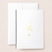 ミュージカルノート/金ゴールド上の高音クレフ、 音符記号 箔カード (裏面封筒付き)