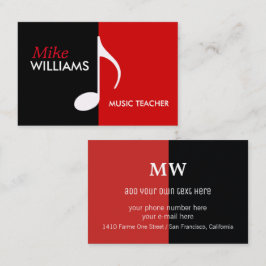 ミュージカルノート（黒と赤） モダン 名刺