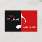 ミュージカルノート(黒と赤) モダン 名刺 (正面)
