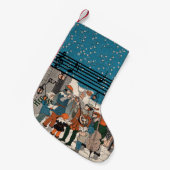 ミュージカルノートChristmas Carolers Stars Village スモールクリスマスストッキング (正面 (吊り時))