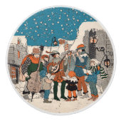 ミュージカルノートChristmas Carolers Stars Village セラミックノブ (正面)