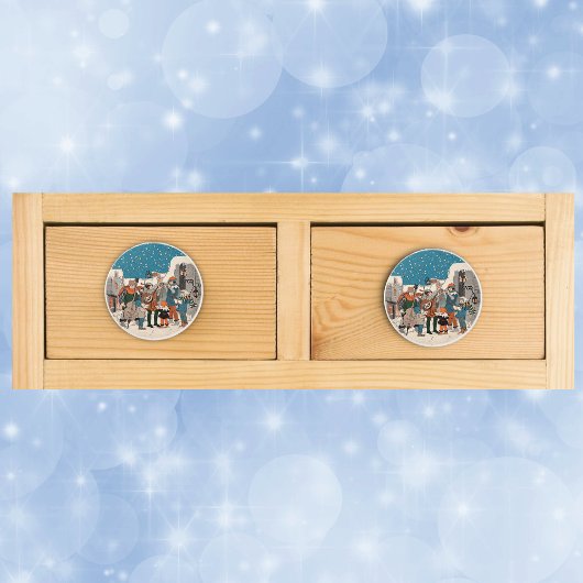 ミュージカルノートChristmas Carolers Stars Village セラミックノブ