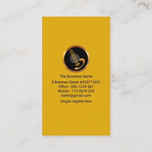 ミュージカルノートGuitar Riffsイエローギター 名刺 (裏面)