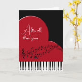 ミュージカルハートとピアノ鍵記念日 カード (黄色い花)