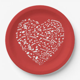 ミュージカルハートカスタムカラー紙プレート ペーパープレート