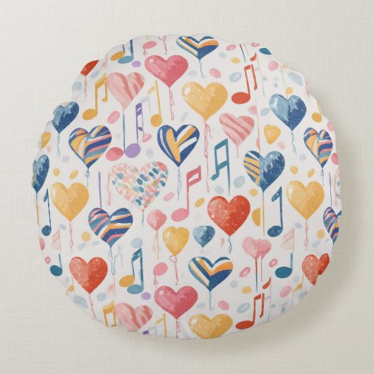 ミュージカルハート円枕 ラウンドクッション (正面)