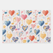 ミュージカルハート包装紙 ラッピングペーパーシート (正面3)