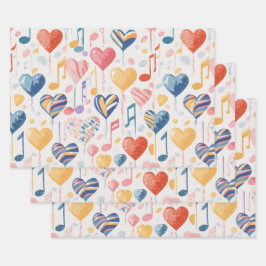 ミュージカルハート包装紙 ラッピングペーパーシート