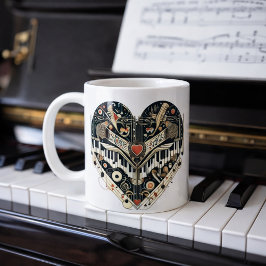 ミュージカルハート コーヒーマグカップ