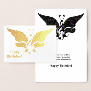 ミュージカルバタフライ誕生日カード 箔カード