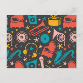 ミュージカルパターン – 楽器 ポストカード