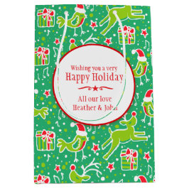 ミュージカルパーソナライズされたクリスマスグリーン抱き枕 ミディアムペーパーバッグ