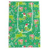 ミュージカルパーソナライズされたクリスマスグリーン抱き枕 ミディアムペーパーバッグ (裏面)