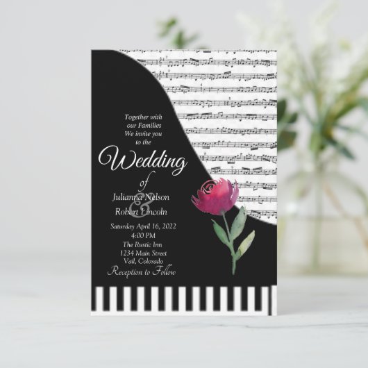 ミュージカルピアノテーマ結婚式招待状 招待状 (スタンド正面)