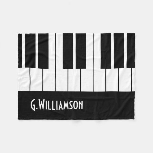 ミュージカルピアノ鍵の名前の追加 フリースブランケット (正面(横))