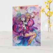 ミュージカルピエロとピンクのキラキラ母の日 カード (黄色い花)