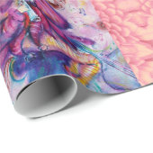 ミュージカルピンクピエロフクロウピンク花花びら ラッピングペーパー (ロールコーナー)