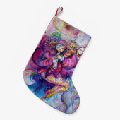 ミュージカルピンクピエロ付きフクロウ スモールクリスマスストッキング (正面 (吊り時))