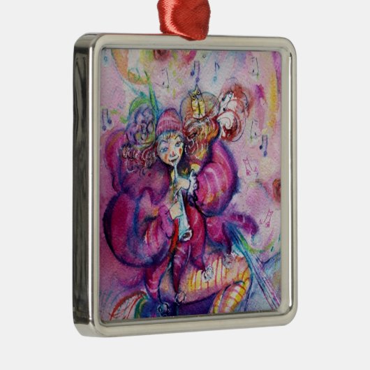 ミュージカルピンクピエロ付きフクロウ メタルオーナメント (右)