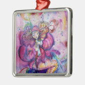 ミュージカルピンクピエロ付きフクロウ メタルオーナメント (左)